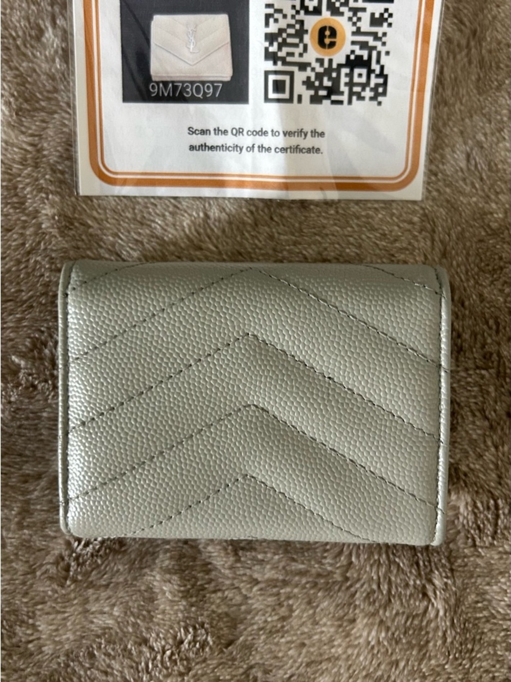 YSL Light Gray Quilted Compact Wallet - Picture 3 of 5
